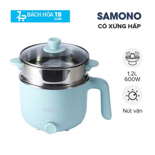 Nồi lẩu điện đa năng SAMONO SW-DG01 dung tích 1.2L có xửng hấp nấu lẩu hấp rau nấu chè tùy thích