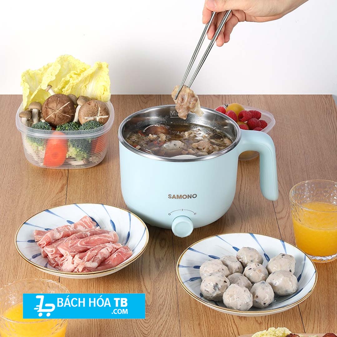 Nồi lẩu điện đa năng SAMONO SW-DG01 dung tích 1.2L có xửng hấp nấu lẩu hấp rau nấu chè tùy thích
