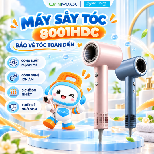 M&aacute;y sấy t&oacute;c Ion &acirc;m Unimax UM-8001HDC