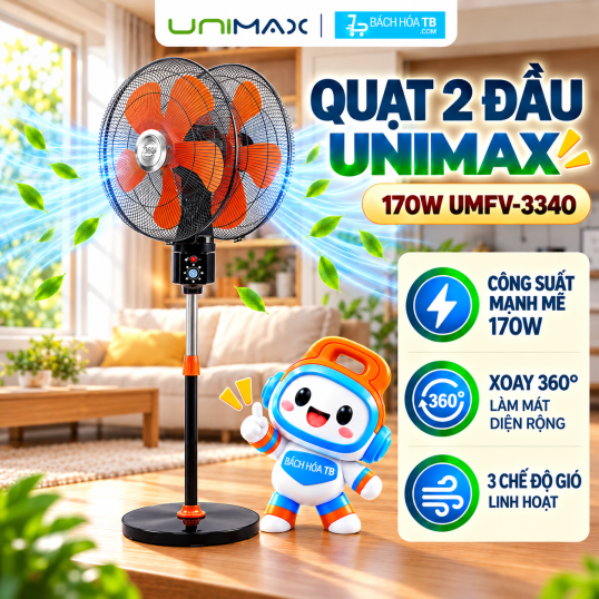 Quạt 2 đầu xoay 360 độ Unimax UMFV-3340