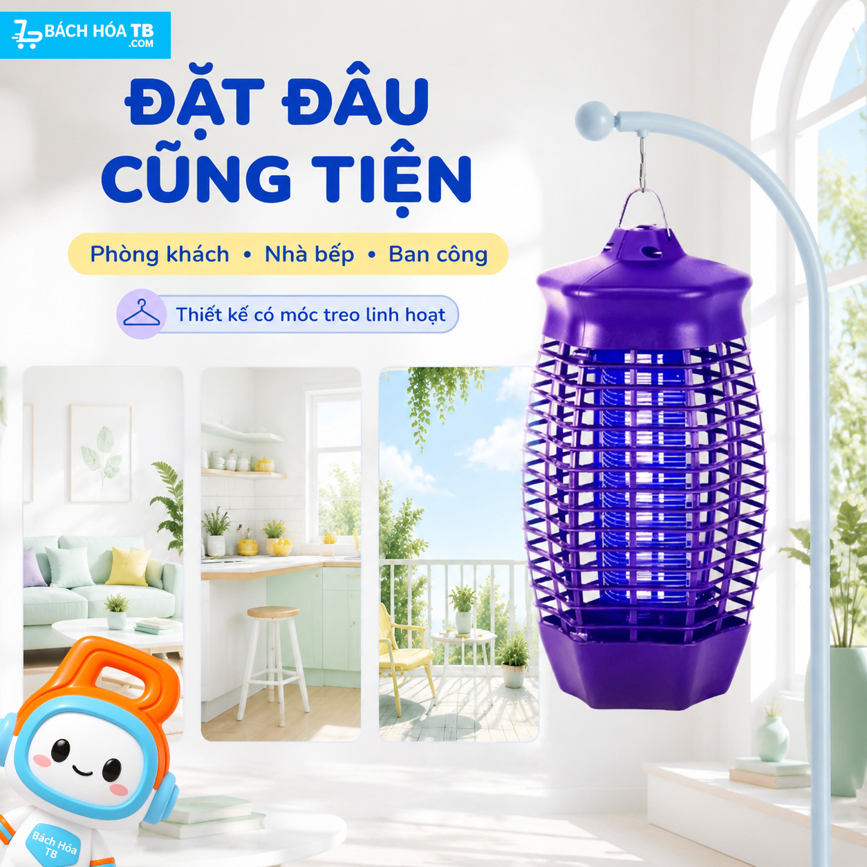 Đ&egrave;n bắt muỗi Unimax UMBV-8WL/3WL_Thiết kế treo tiện lợi
