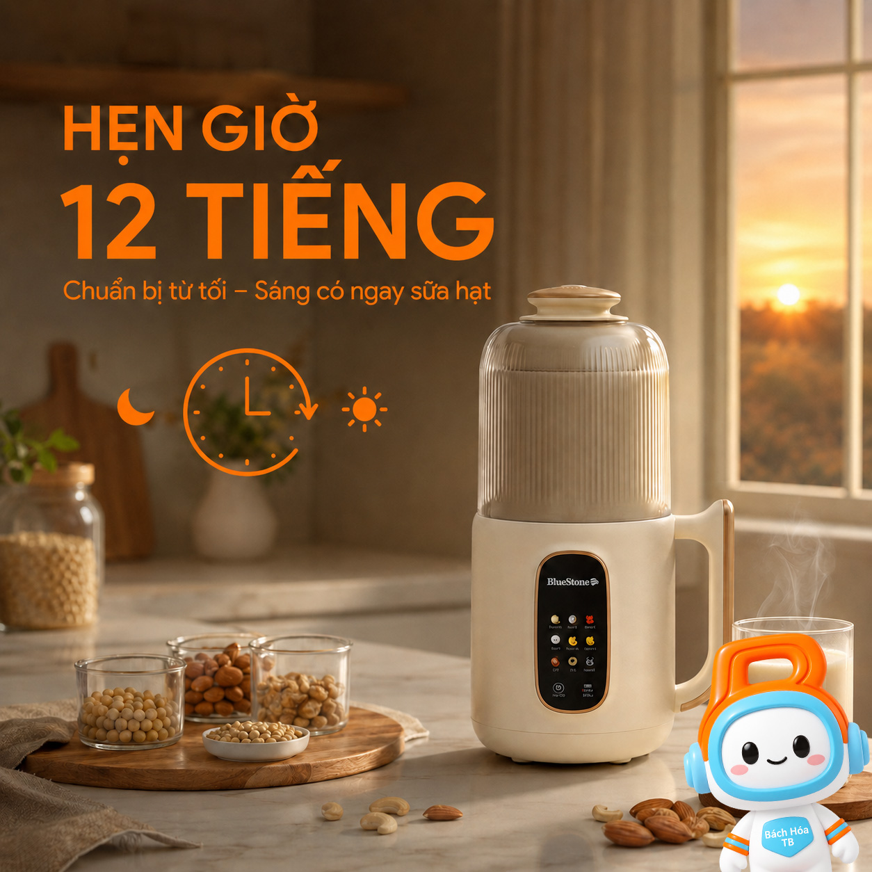 M&aacute;y l&agrave;m sữa hạt đa năng Bluestone SMB-7327 - Hẹn giờ 12 tiếng