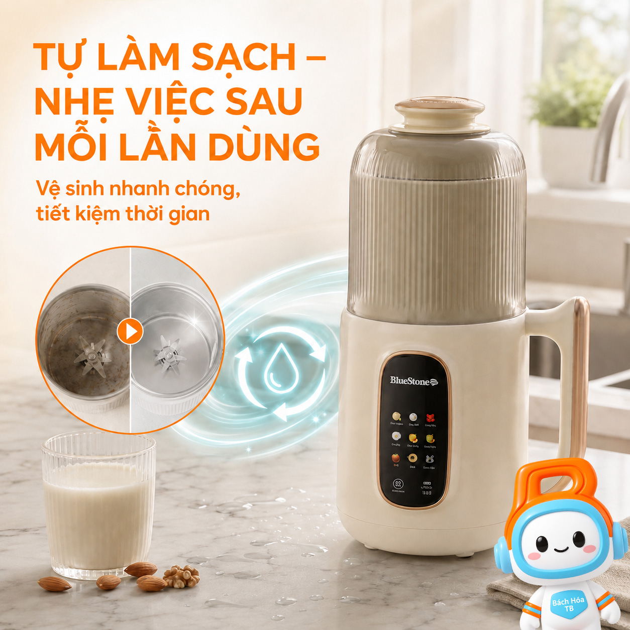 M&aacute;y l&agrave;m sữa hạt đa năng Bluestone SMB-7327 - Tự l&agrave;m sạch